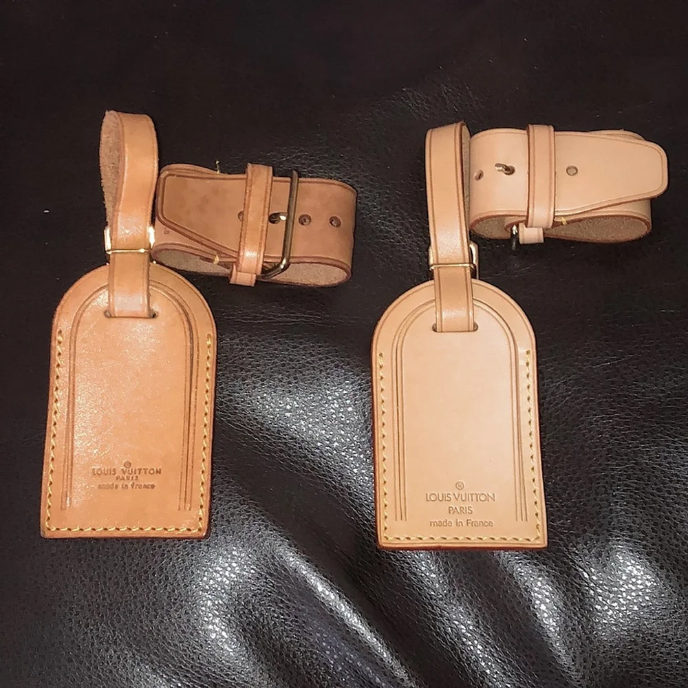 M LOUIS VUITTON LV Luggage Tag & LV Poignet - One Set Vachetta Leather